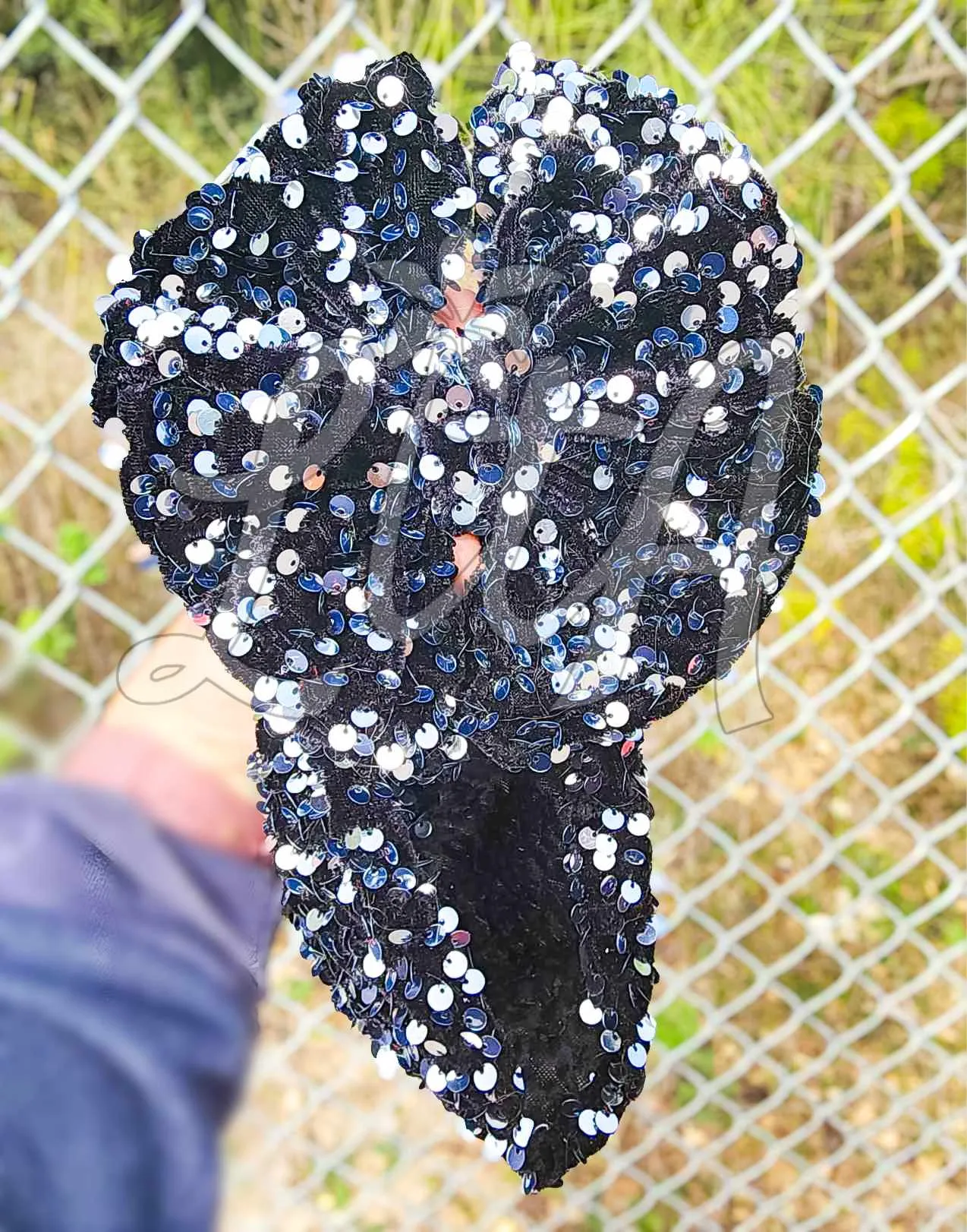 Black Sequin Bow