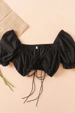Black Sweetheart Neck Crop Top