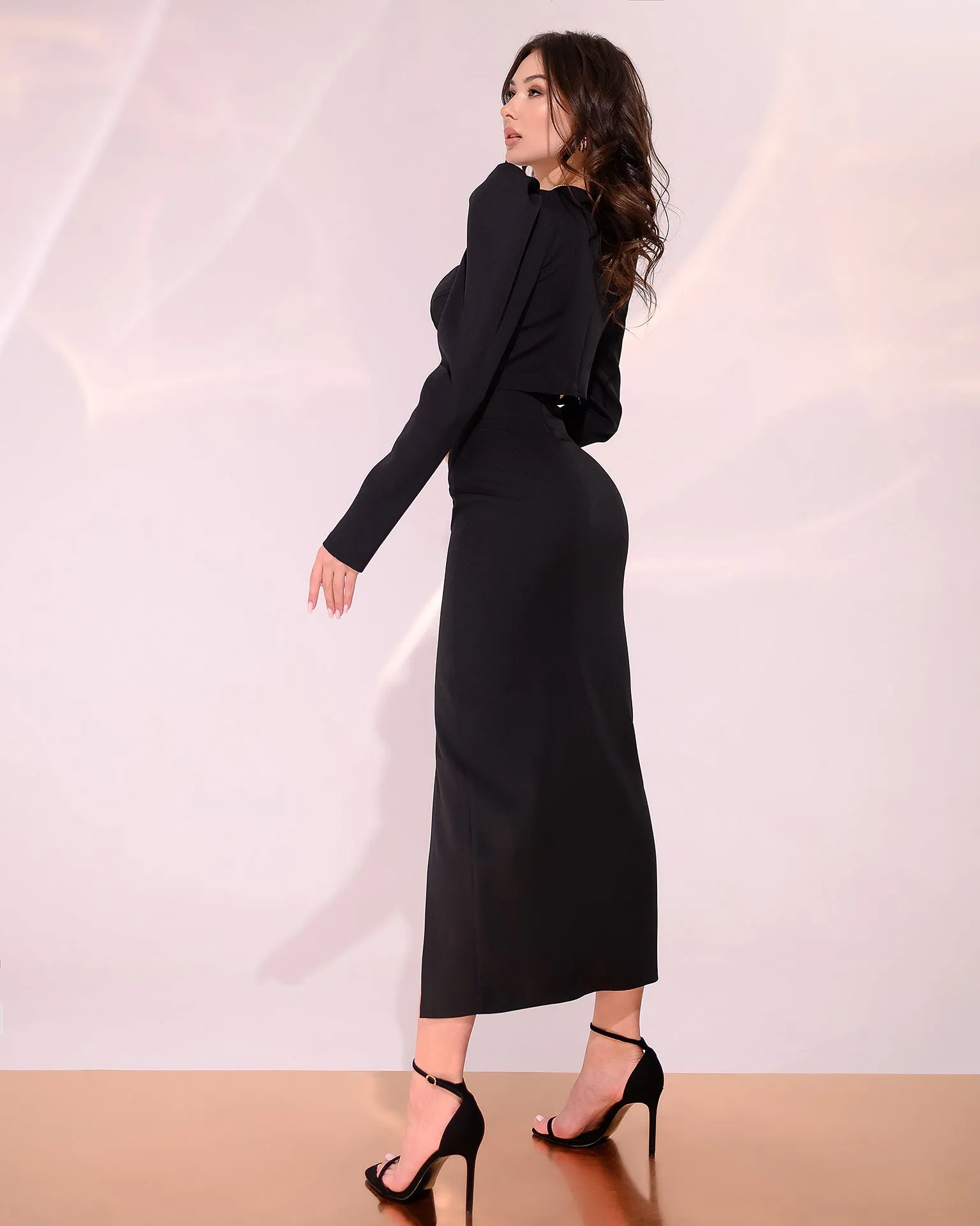 Black Sweetheart Top & Midi Skirt 2-Piece Set