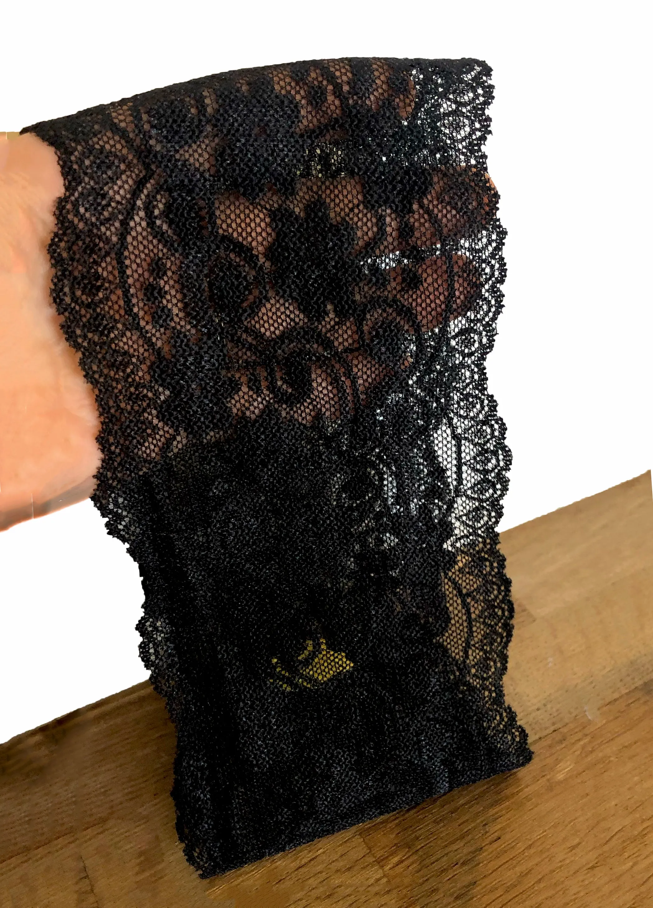 Black swirl floral lace headband
