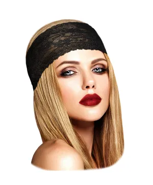 Black swirl floral lace headband