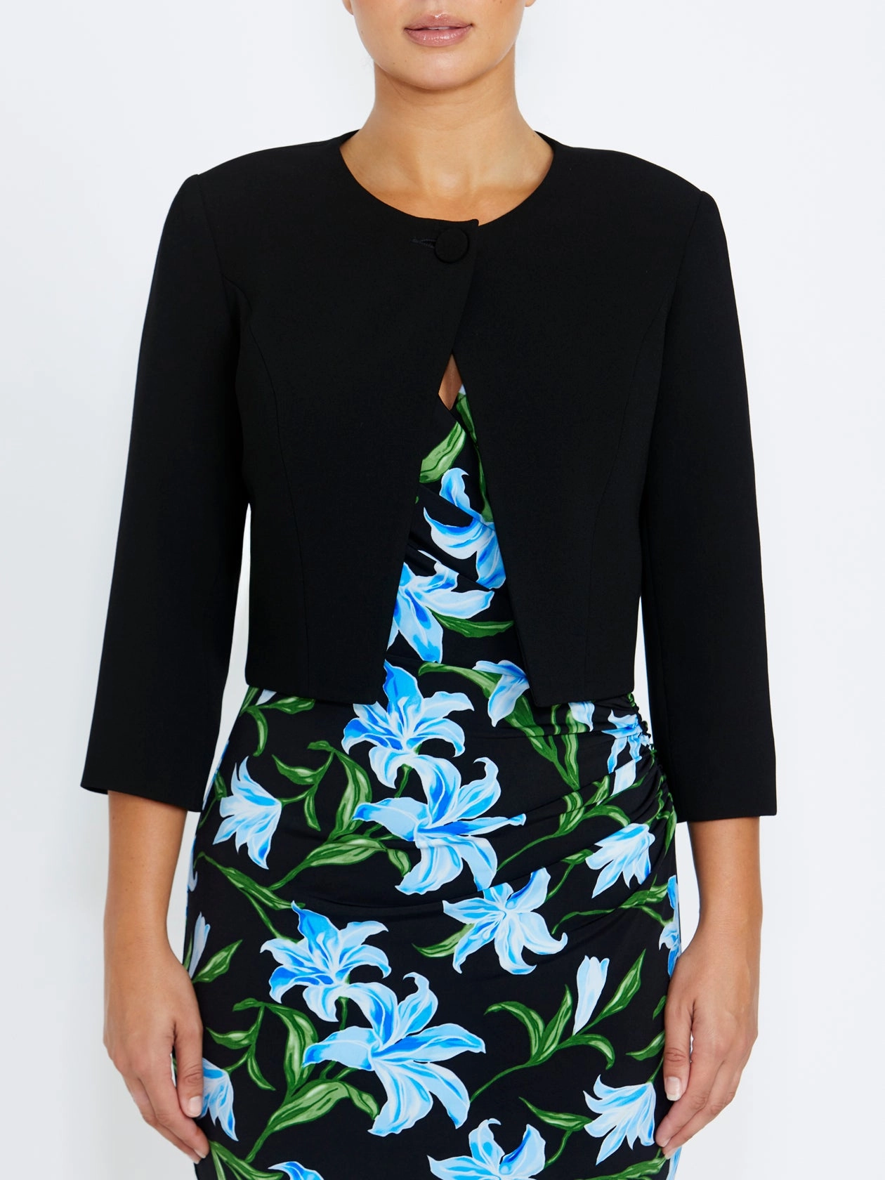 Fitted Wear Black Crepe Single Button Jacket