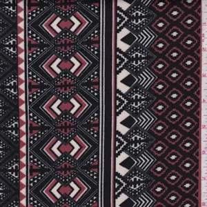 Black/Brick Tribal Stripe Scuba Knit Fabric