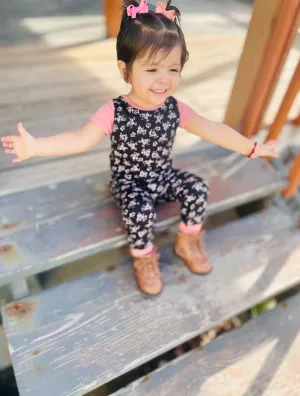 Black/Mauve Floral Zip Baby Romper