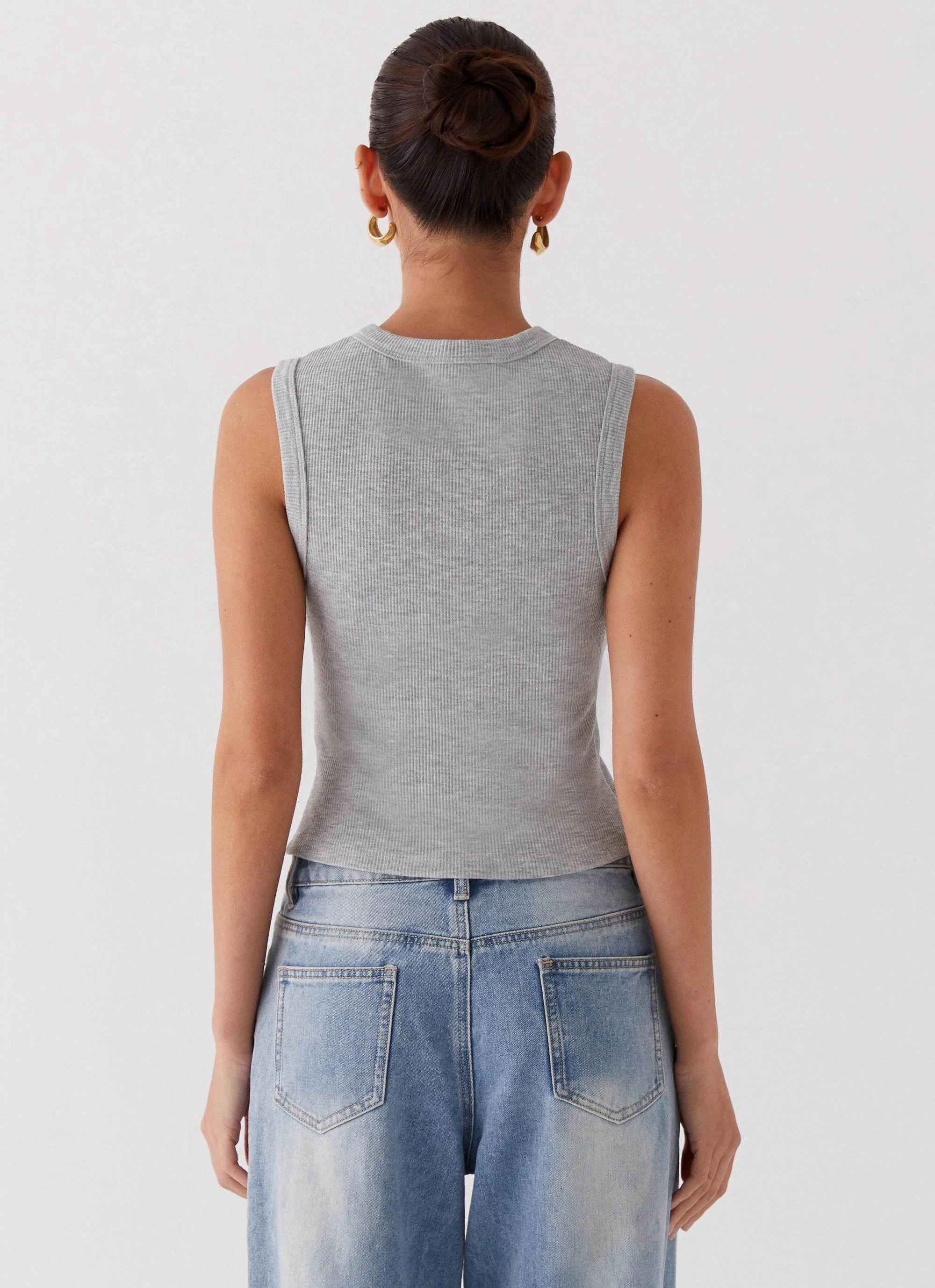 RelaxedFit Blair Buttoned Tank Top - Grey Marle