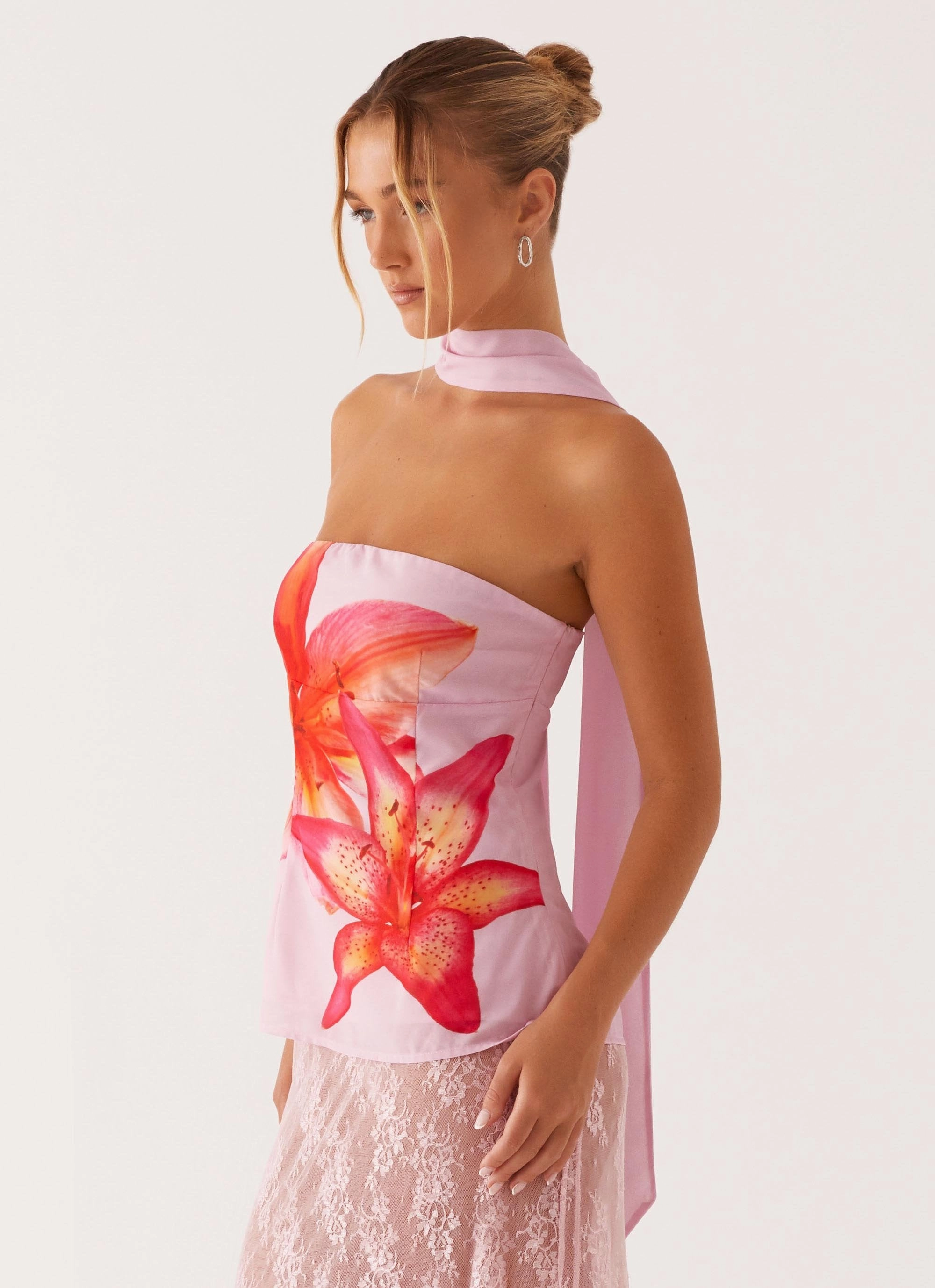 Blaise Scarf Top - Pink Floral CollapsibleFrame