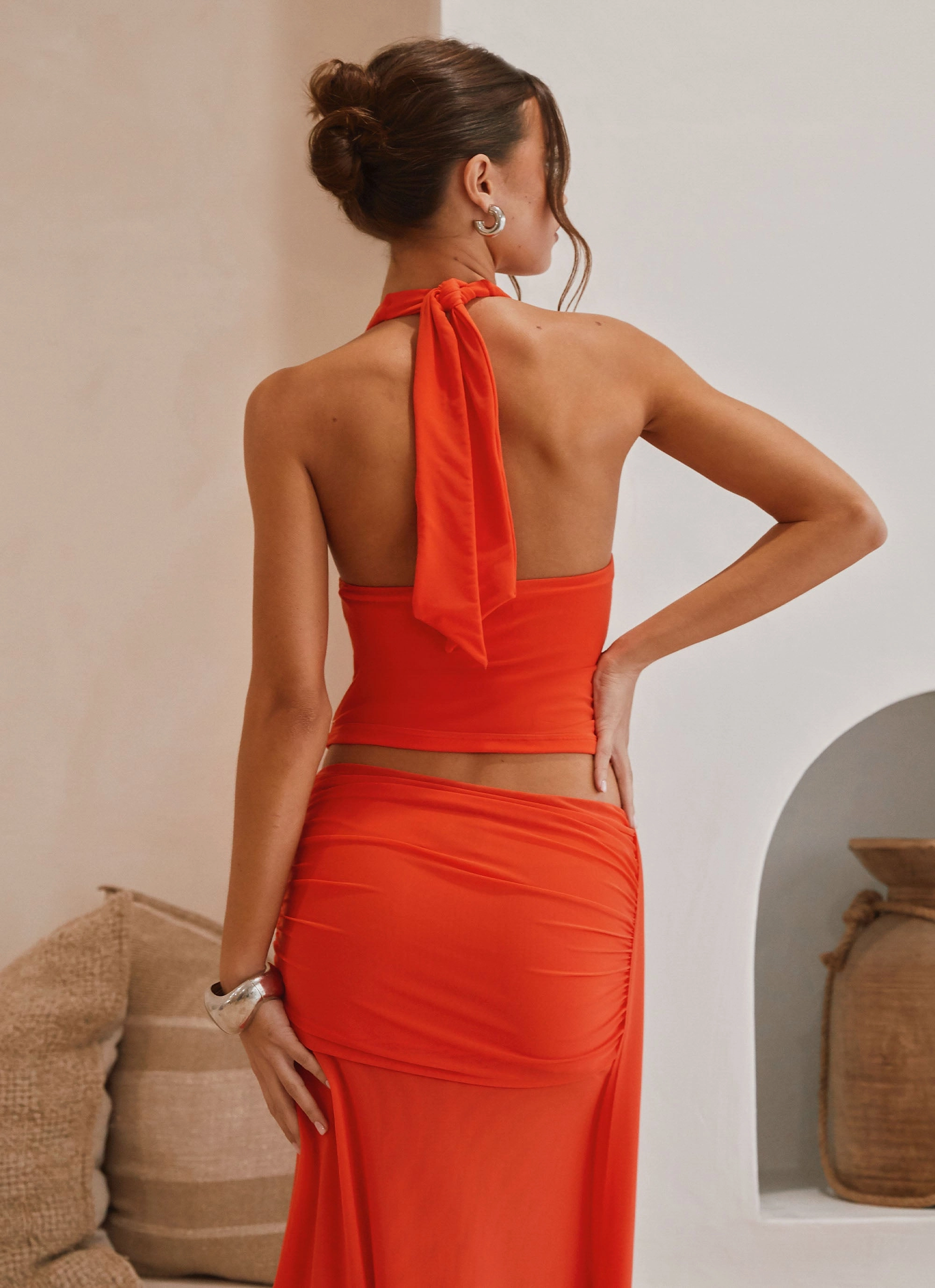 Long Sleeve Shirt Blaze Halter Top - Fire Red