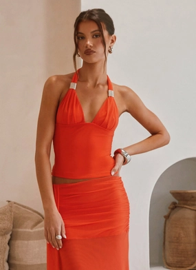 Blaze Halter Top - Fire Red Anti Snag Fabric Tech Blaze Halter Top - Fire Red DurableCollarStays Water Repellent Finish