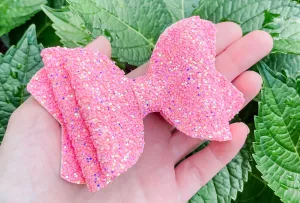Bling Light Pink Glitter Bow Headband | Hair Clip