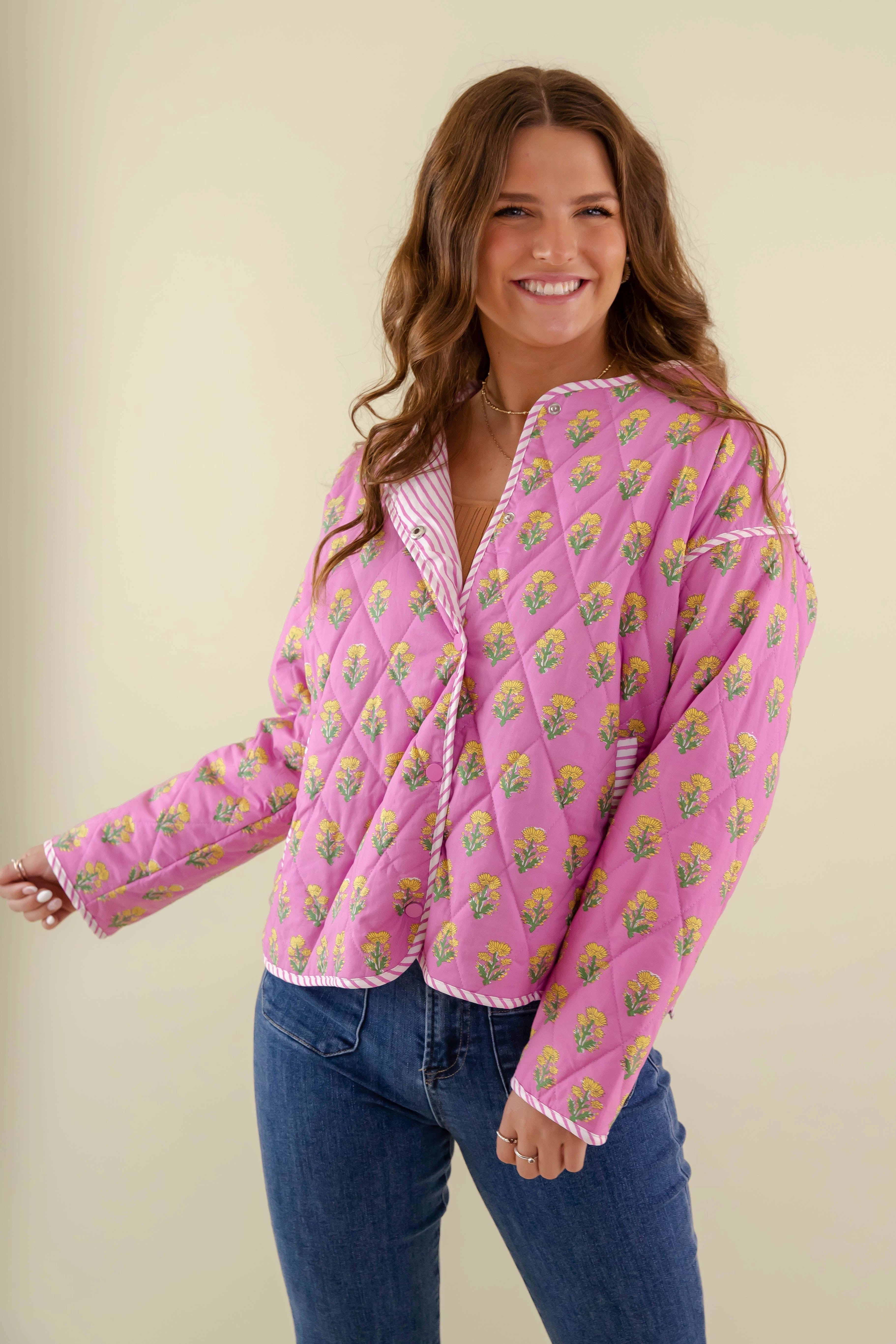 Blooming Where Planted Quilted Jacket Classic Hoodie Chic Look