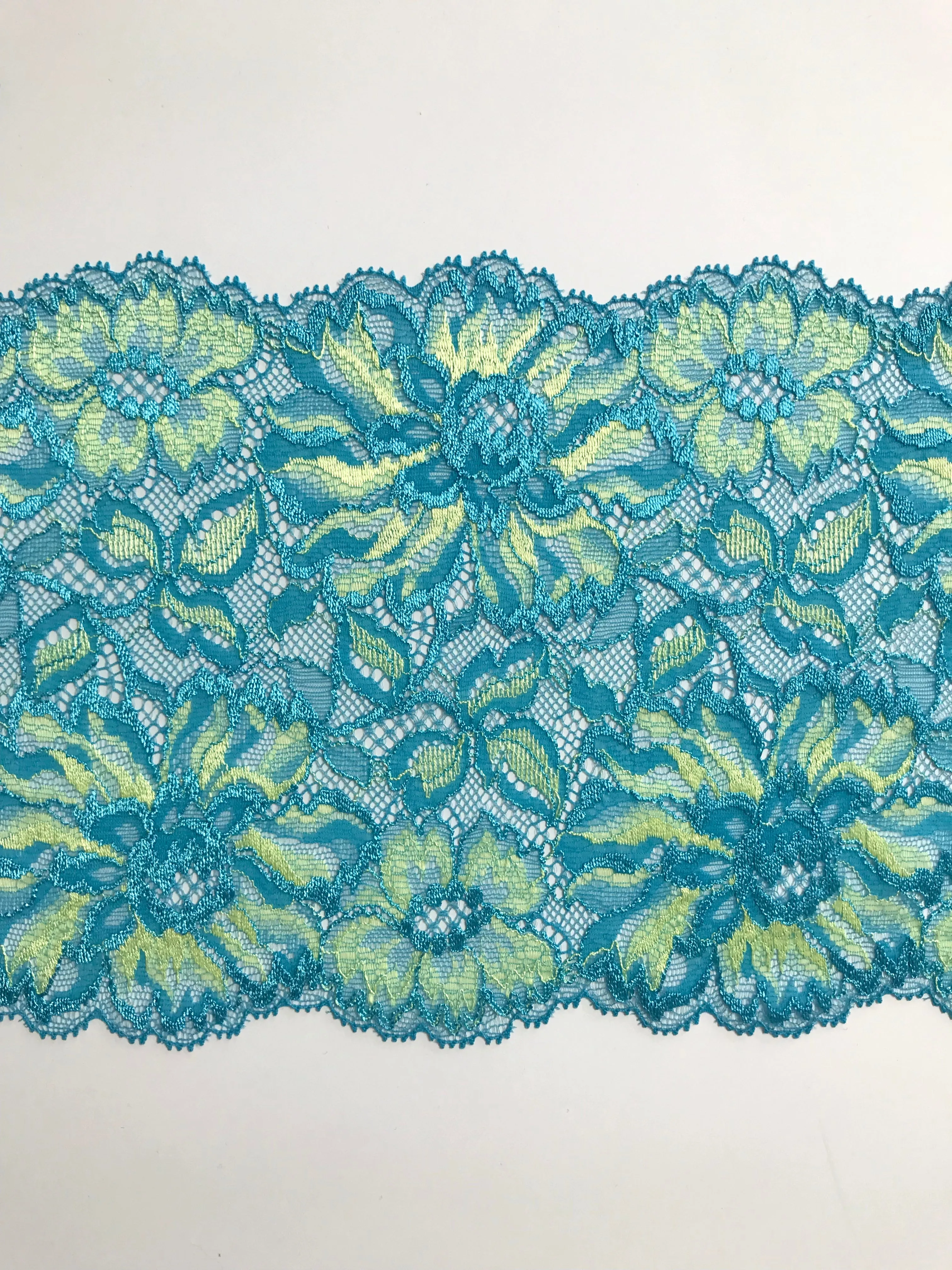 Blue & Yellow 6.75" Wide Stretch Lace