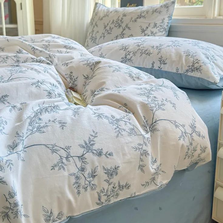 Blue Leaves Bedding Set