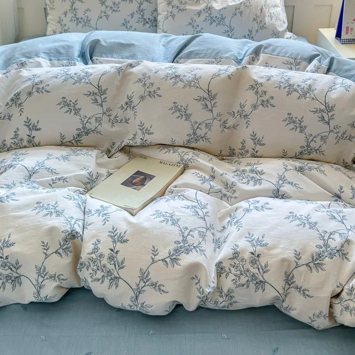 Blue Leaves Bedding Set
