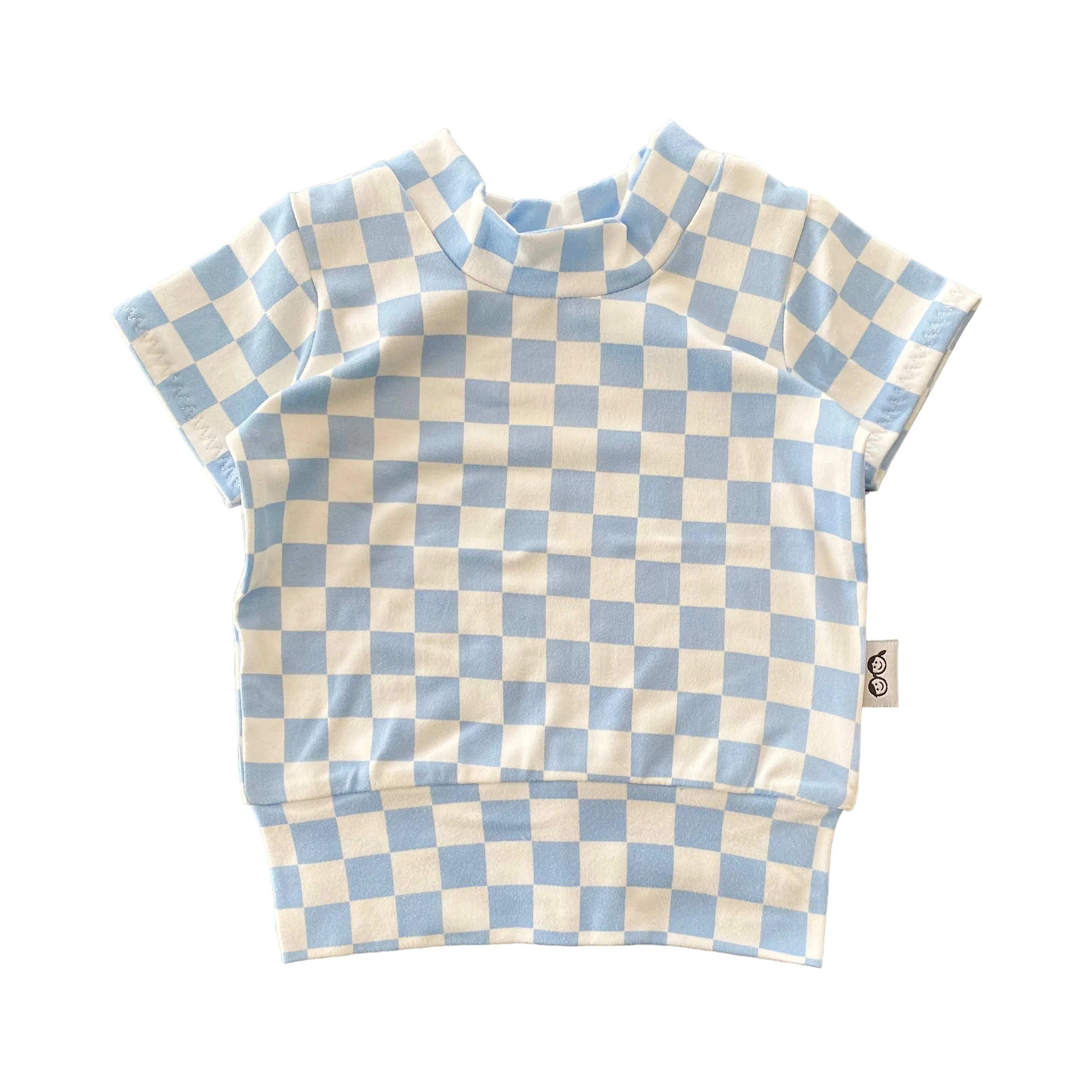 Blue Retro Checkered Summer Lounge Top