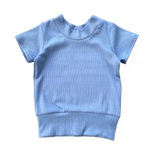 Blue Ribbed Summer Lounge Top