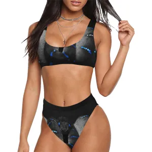 BLUE SNAKE Sport Top & High-Waisted Bikini Swimsuit