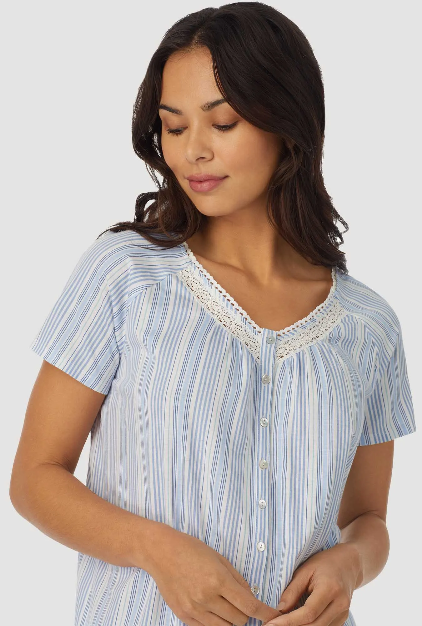 Blue Stripe Short Sleeve Capri Pant PJ Set
