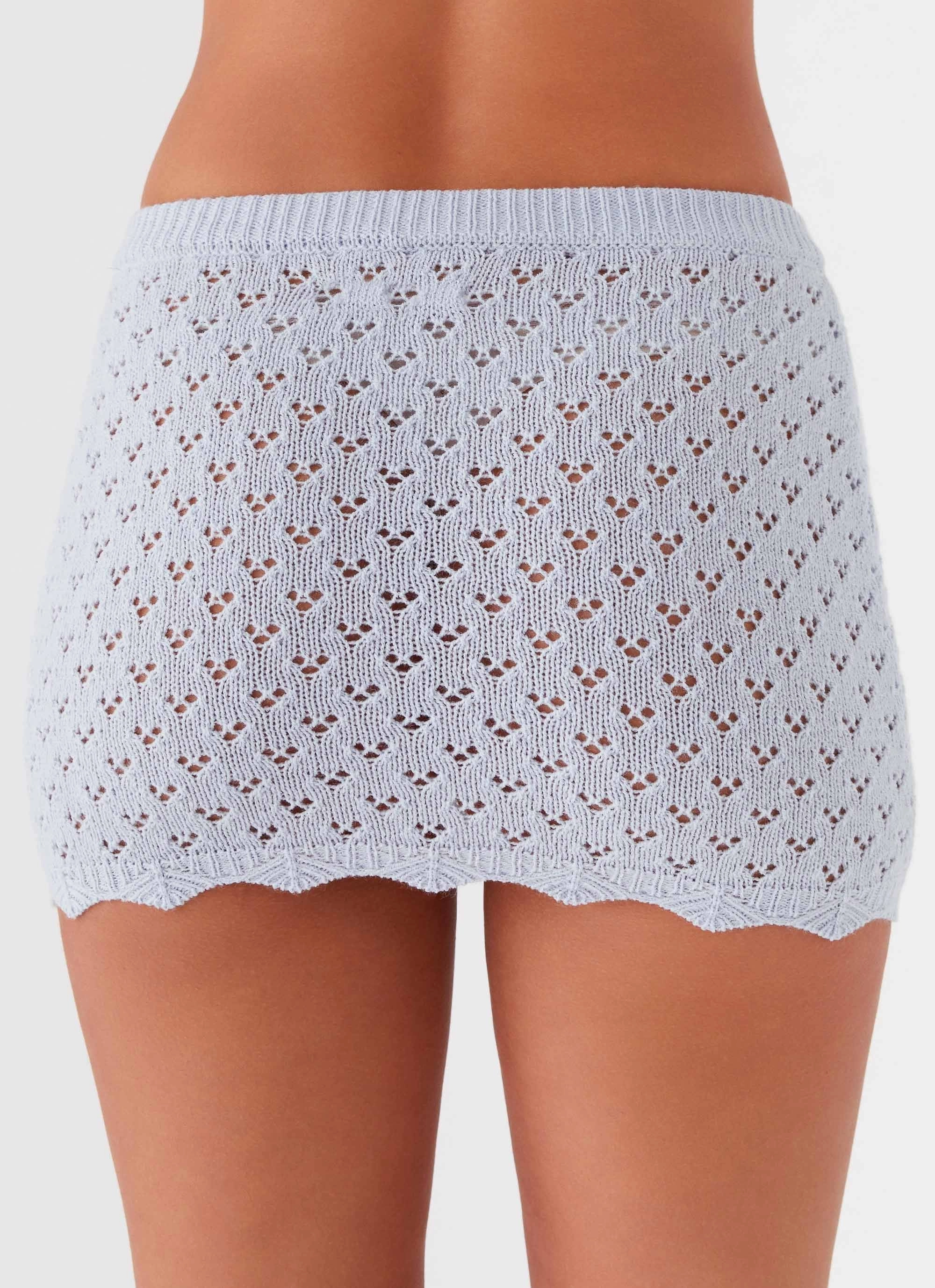 Quick Dry Technology Light Shape Blue Bird Knit Mini Skirt - Blue Dusk