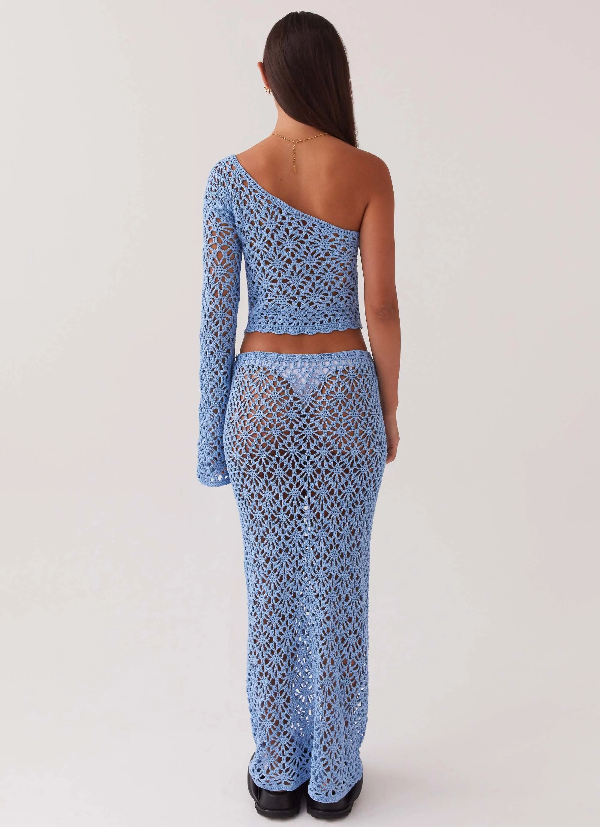 FadeResistant TaperedLeg Merliah Crochet Maxi Skirt - Blue