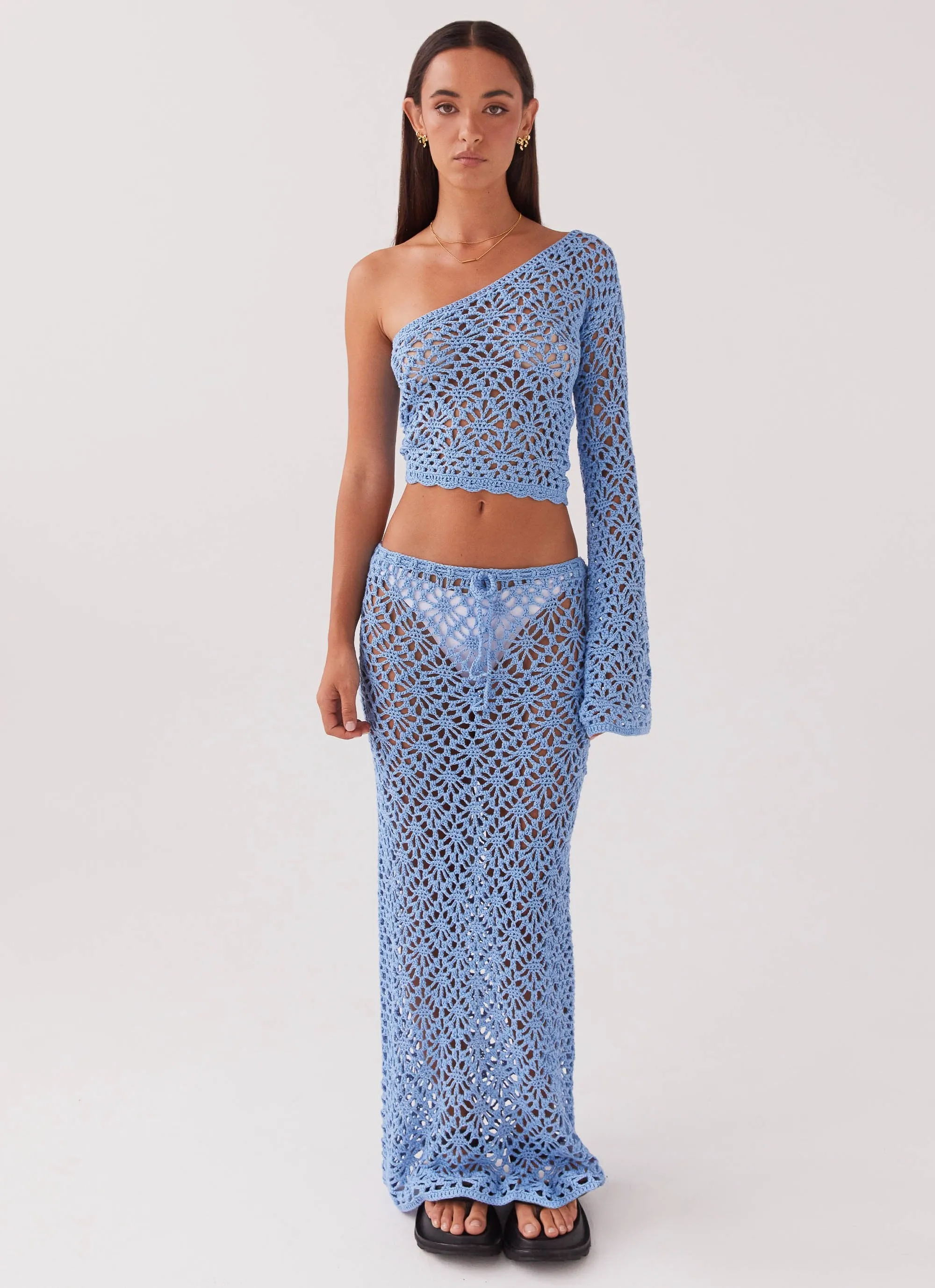 Street Style Merliah Crochet Maxi Skirt - Blue