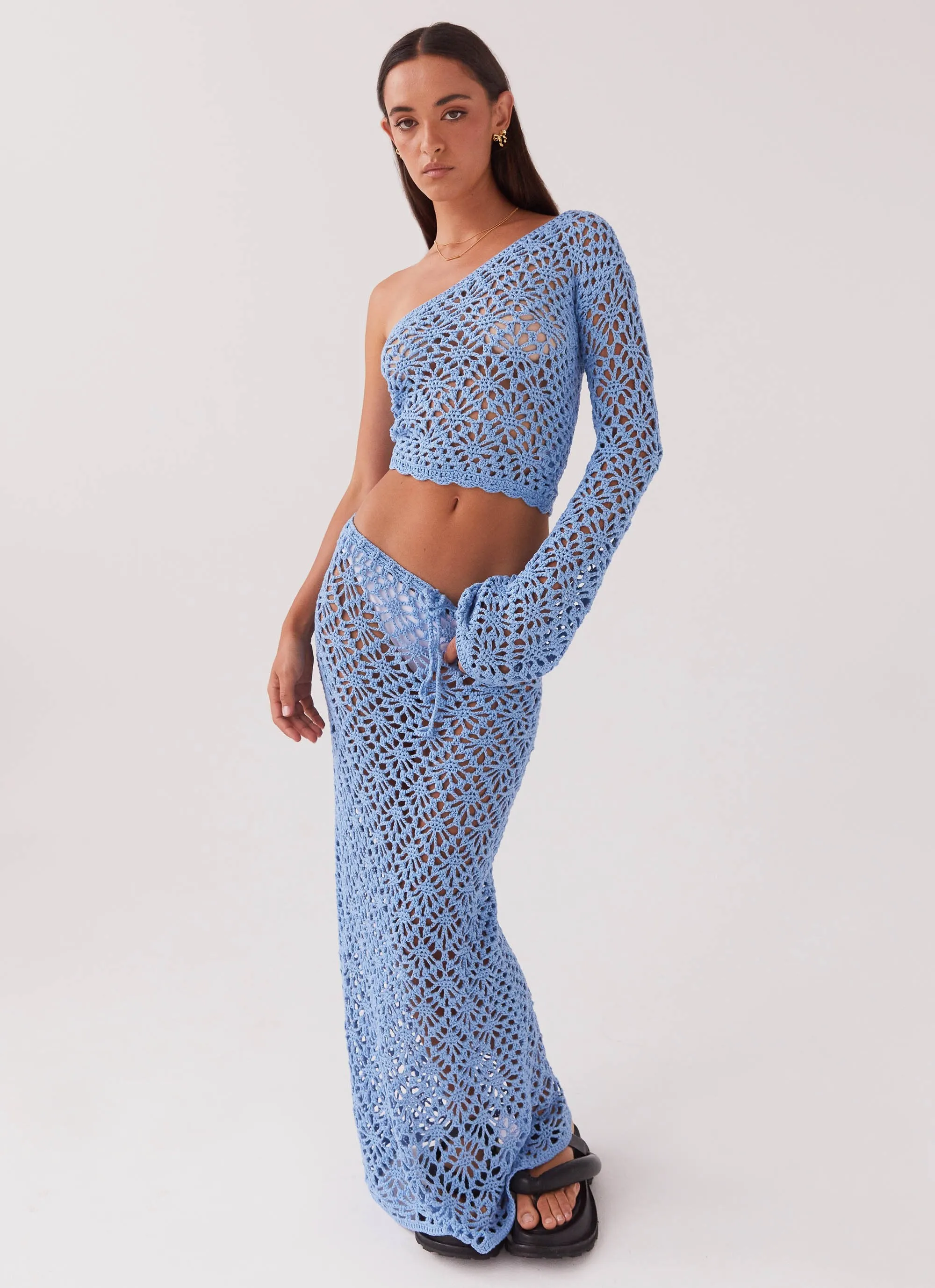 Warm Layer Modular Pocket System Merliah Crochet Maxi Skirt - Blue