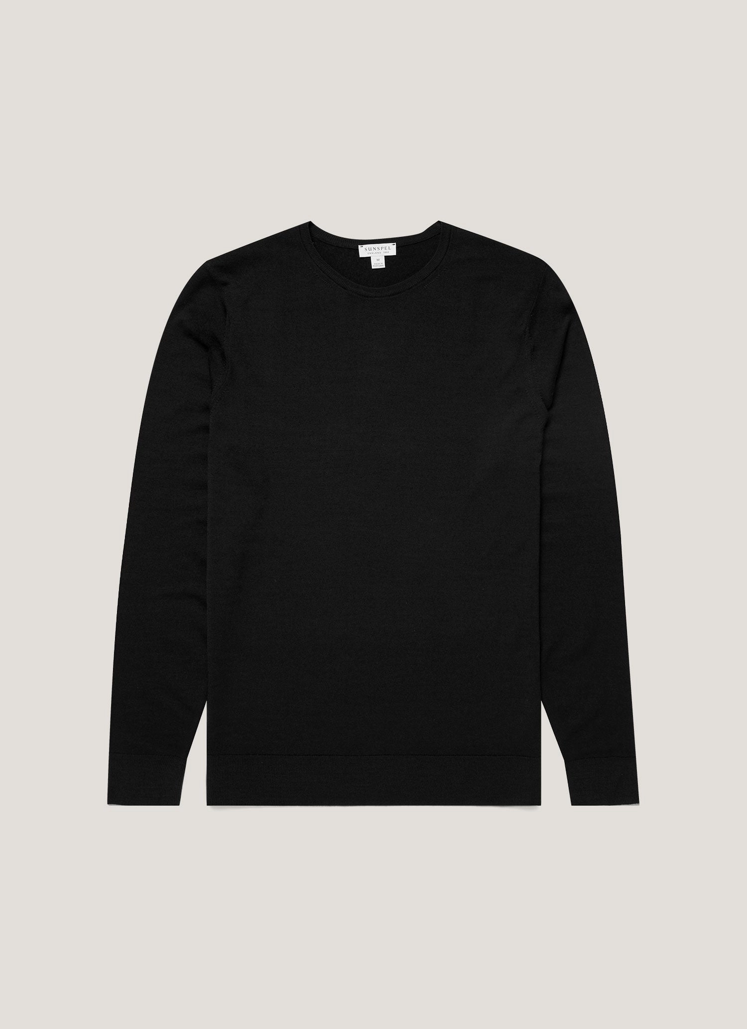 Men's Extra-Fine Merino Crew Neck in Black Winter Outfit