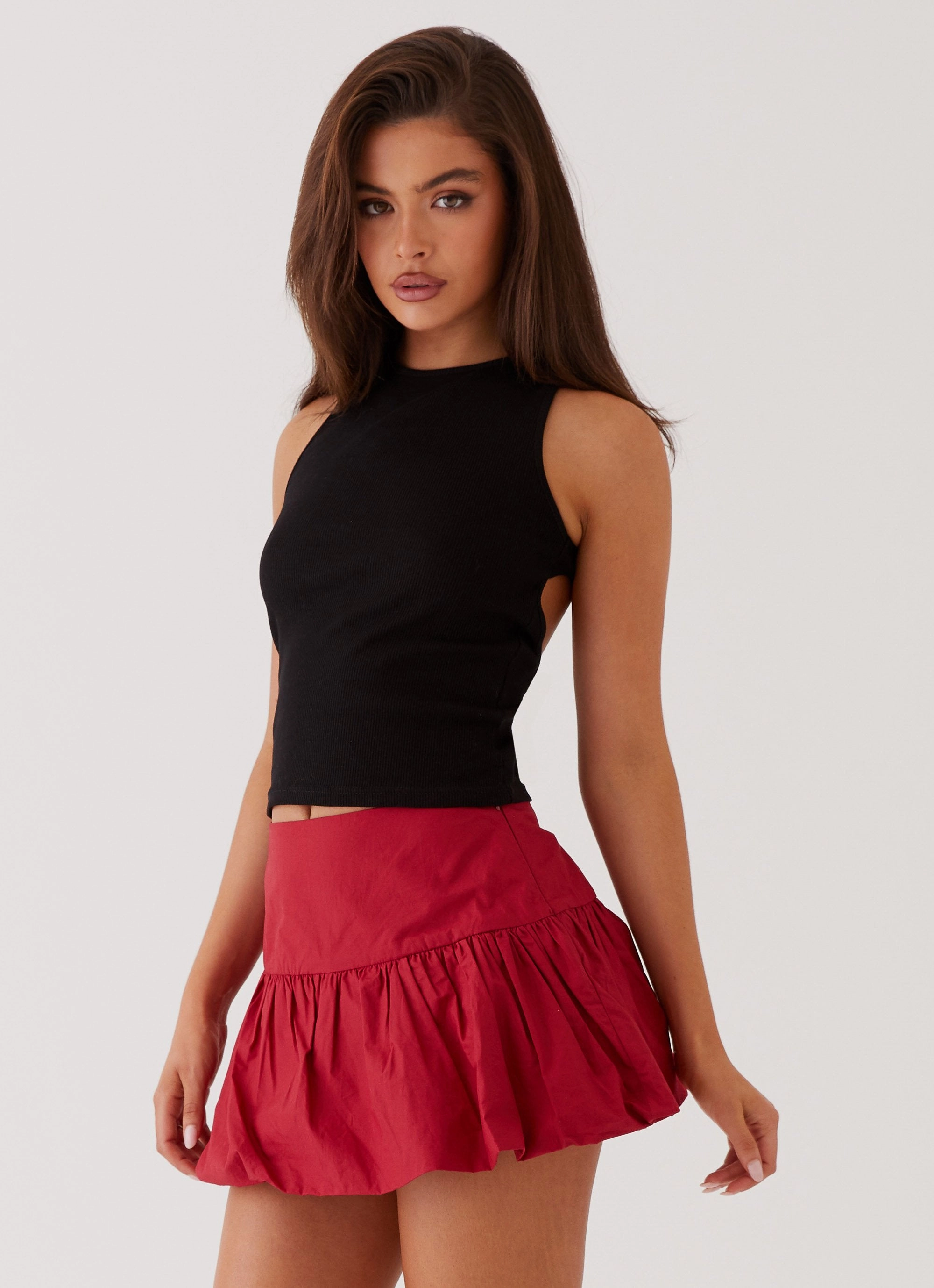 Lined interior Hotel California Low Rise Mini Skirt - Red