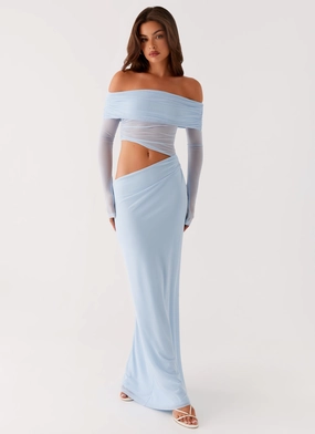 Bodycon Silhouette Emery Maxi Dress - Blue Bodycon Silhouette Emery Maxi Dress - Blue Cashmere Touch Outfit Focus