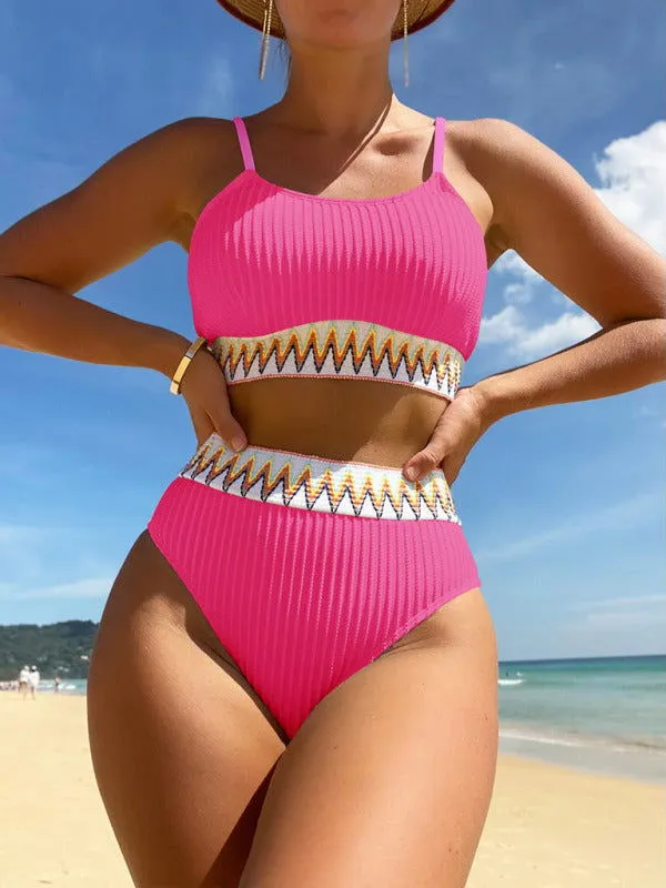 Bohemian Beachy Stripes Form-fitting Bikini Swimsuits