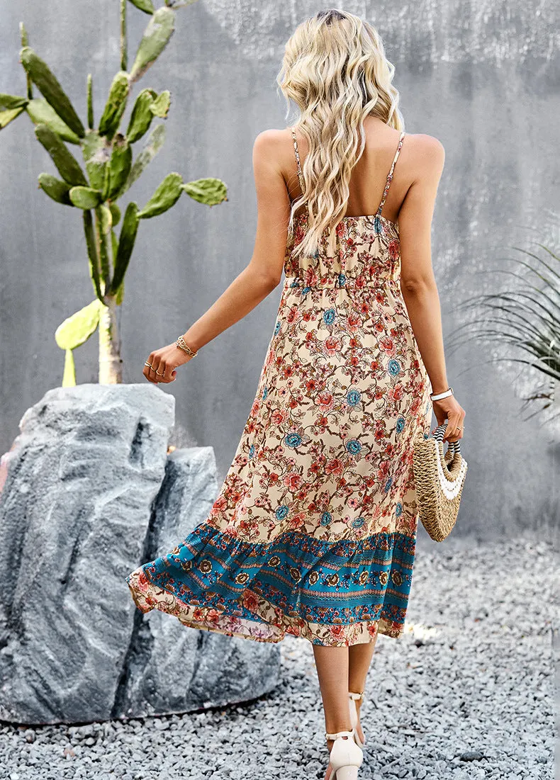Bohemian Holiday Style Split Dress