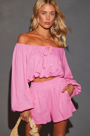 Bohemian Lace-up Top Short Two-piece Set