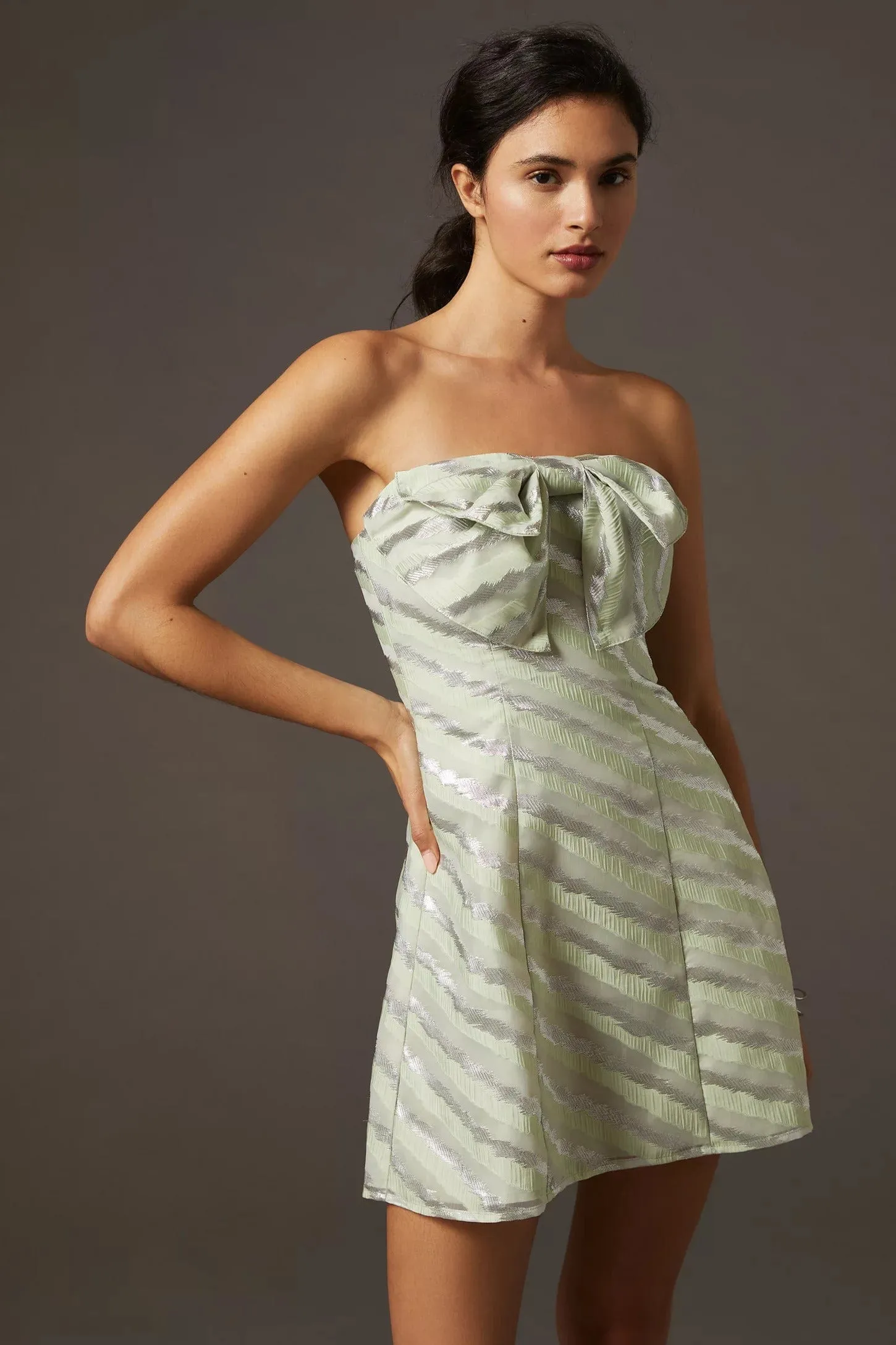 Bow-Tie Tube Sleeveless Mini Dress Polished Details