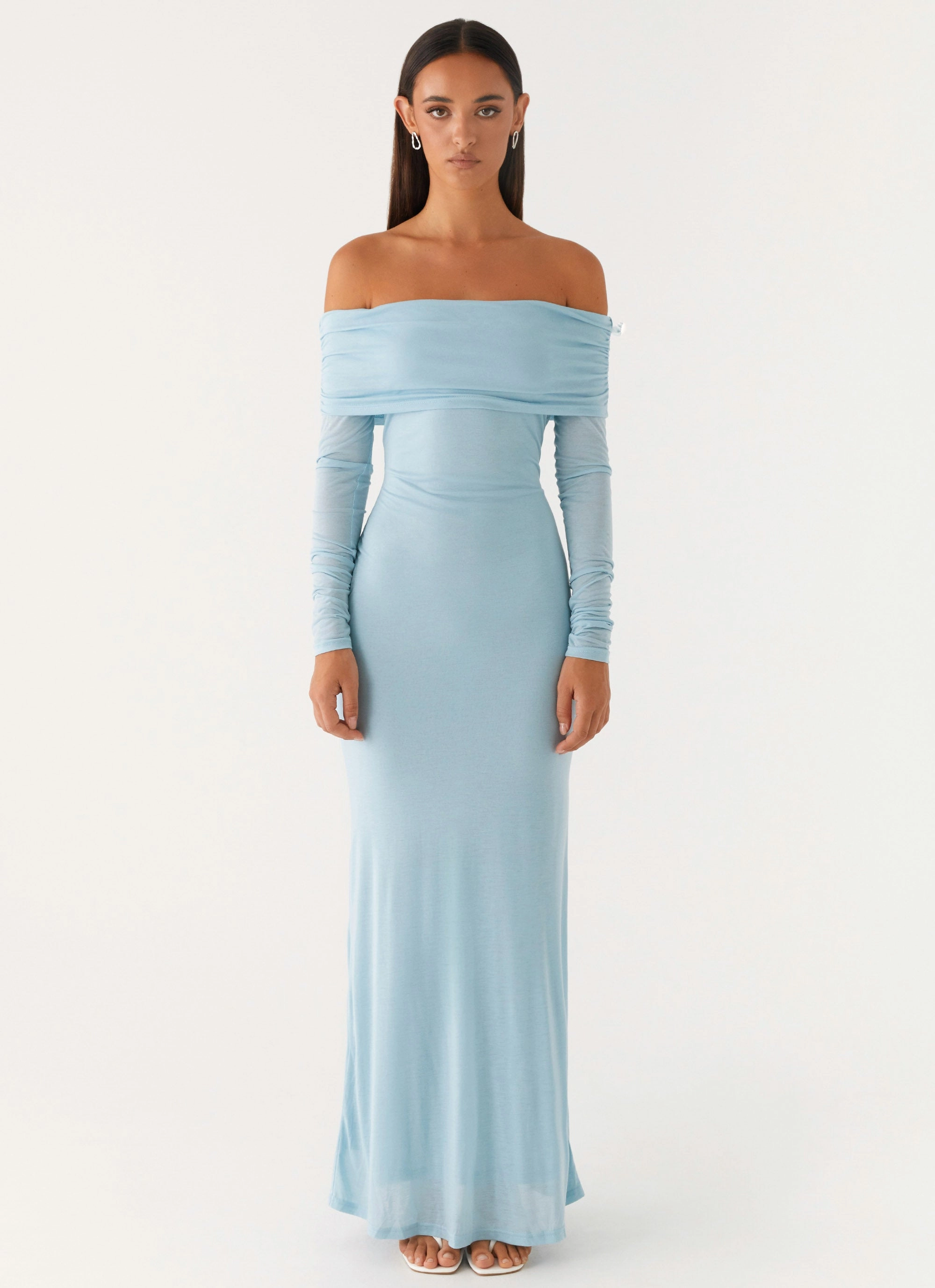 Cocoa Long Sleeve Maxi Dress - Blue Seamless Finish Work Look