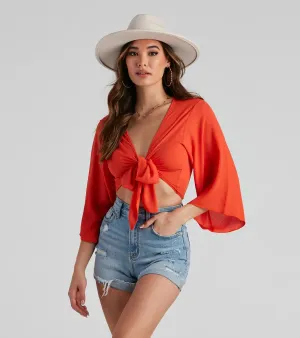 Boho Bell Tie-Front Top