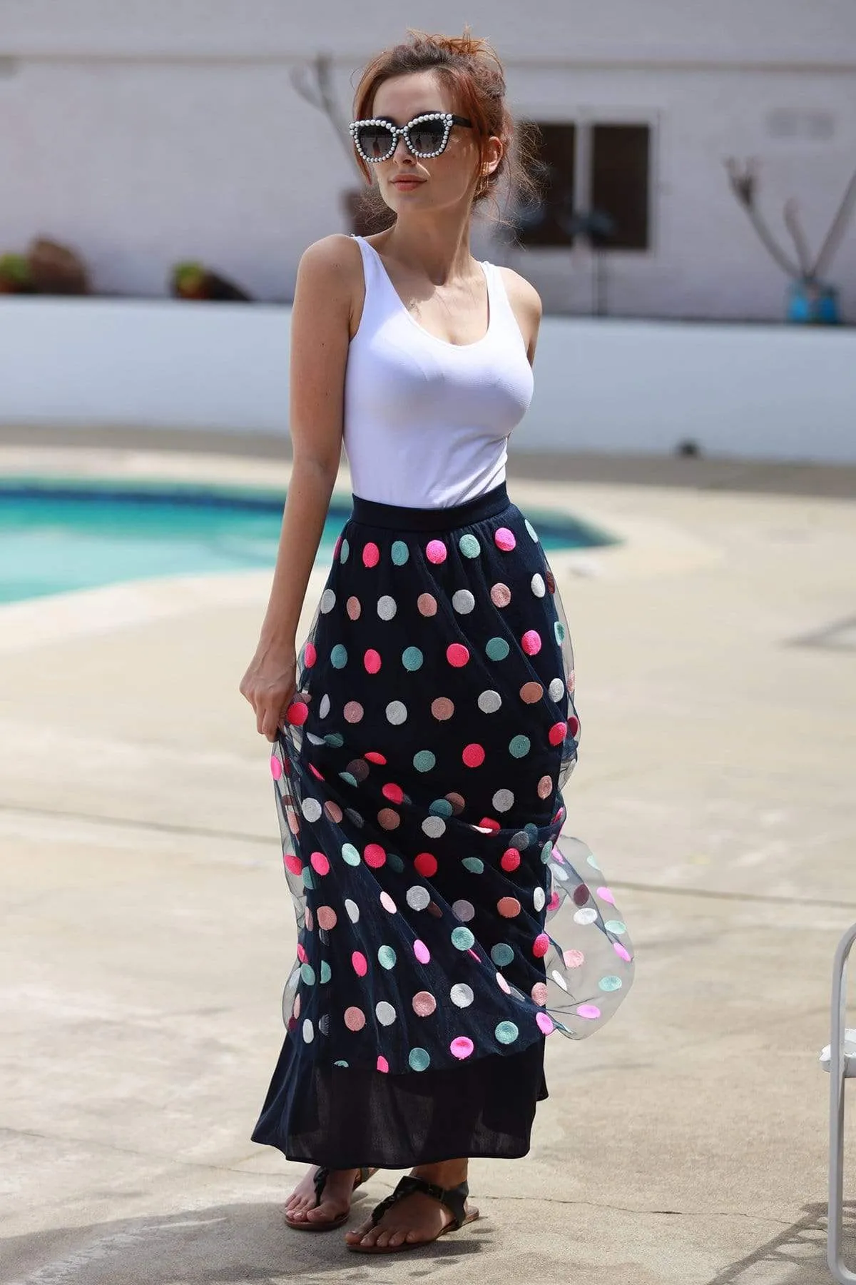 Summer Picnic Polka Dot Skirt-Multi