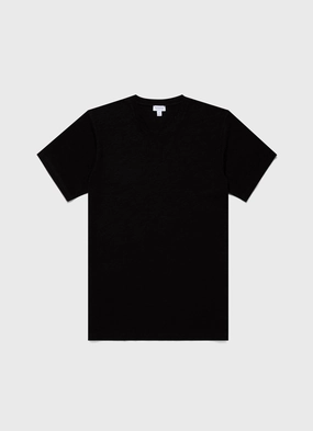 Bold Prints Men's Cotton Linen T-shirt in Black Breathable Layer Men's Cotton Linen T-shirt in Black