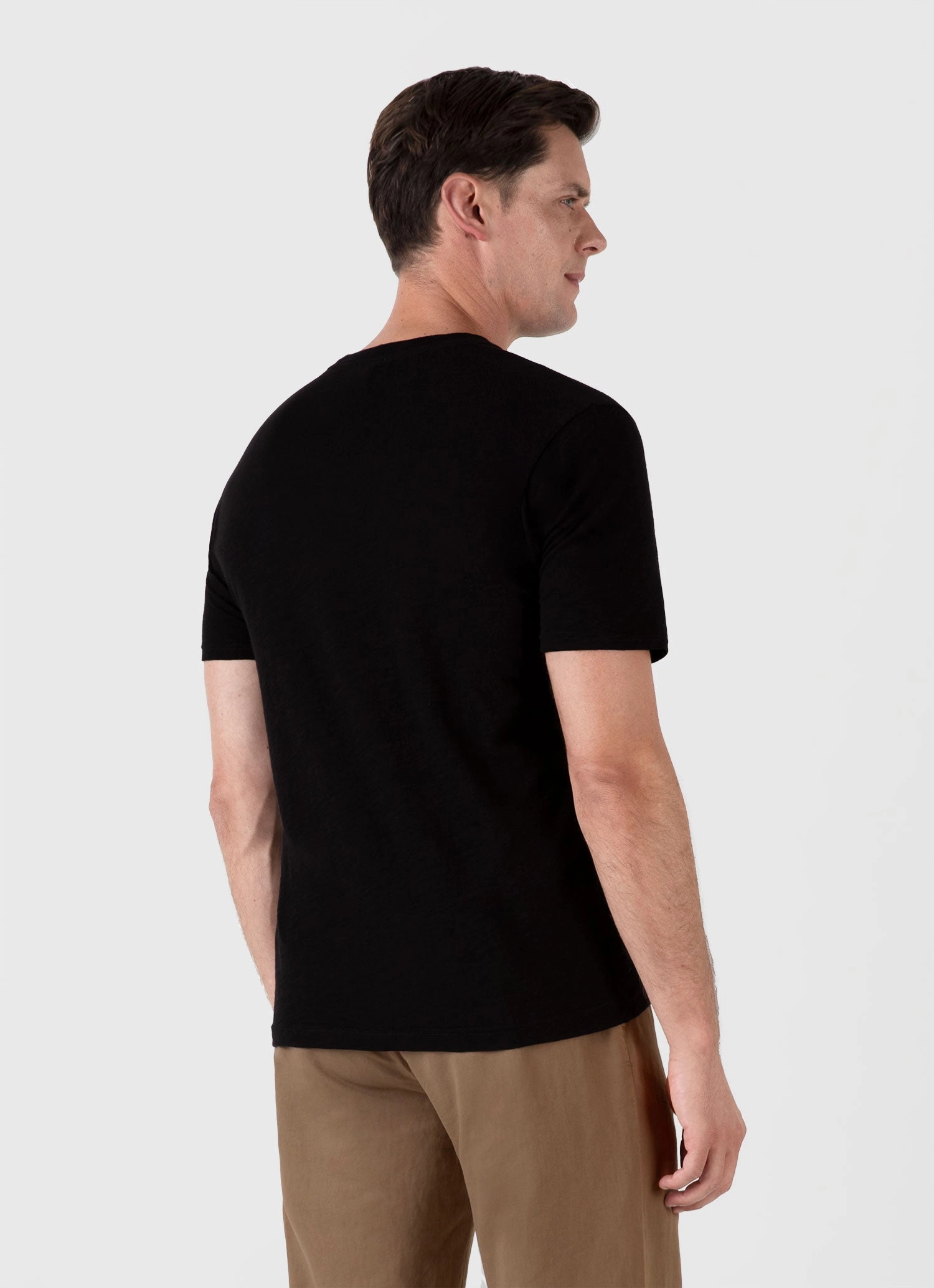 Trendy Design Minimalist Style Men's Cotton Linen T-shirt in Black