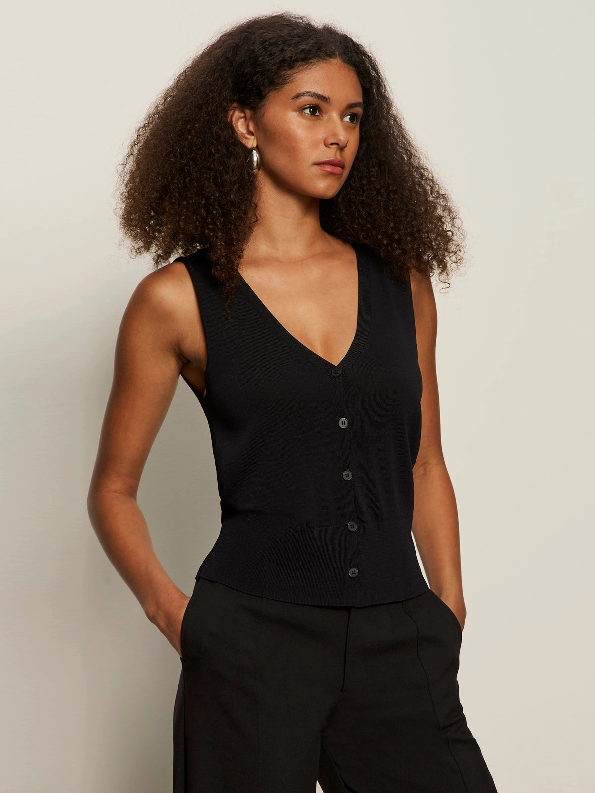 Polished Barrel Pant Black Flat Lock Stitching