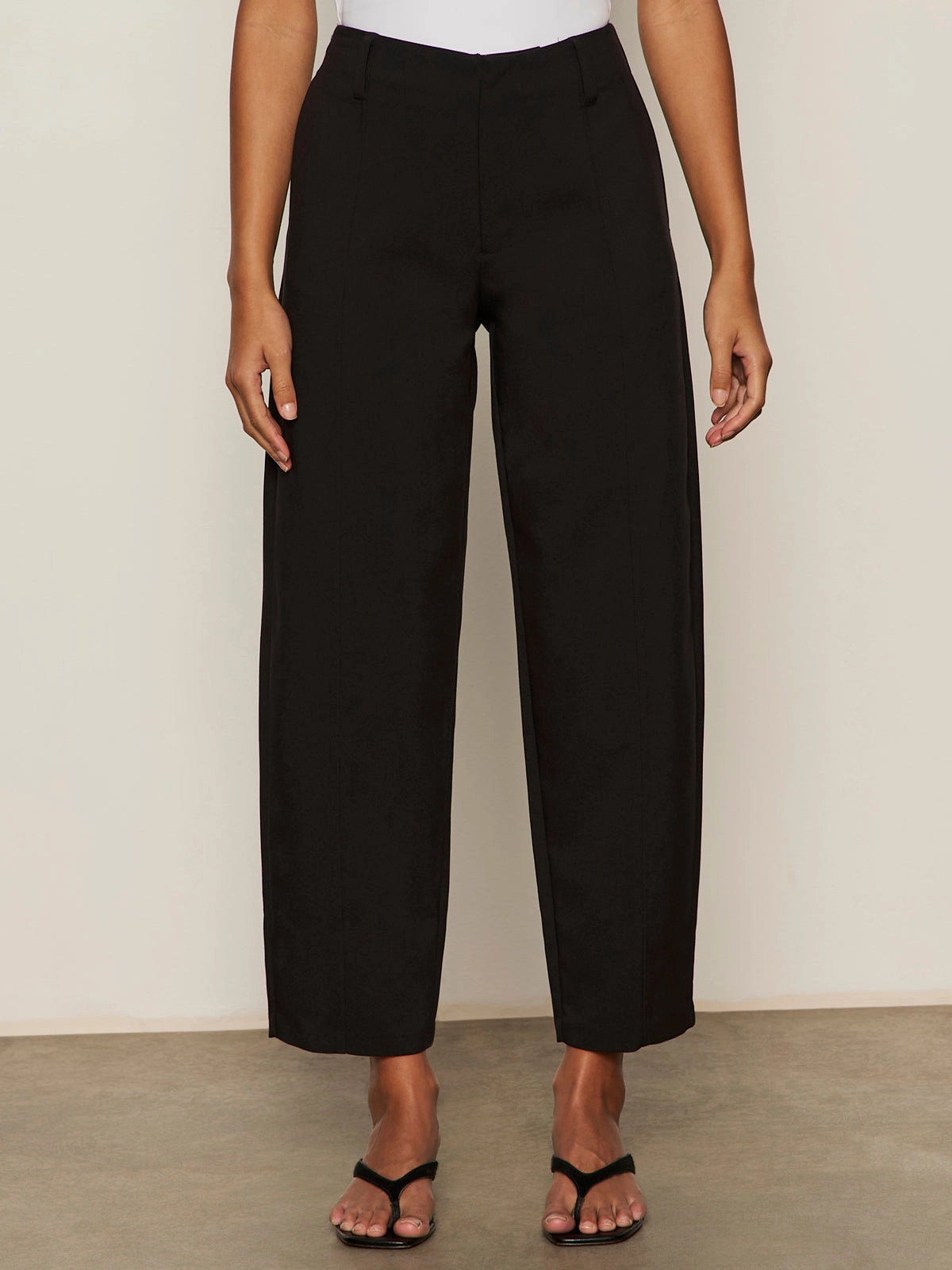 Polished Barrel Pant Black Double Layered Hem
