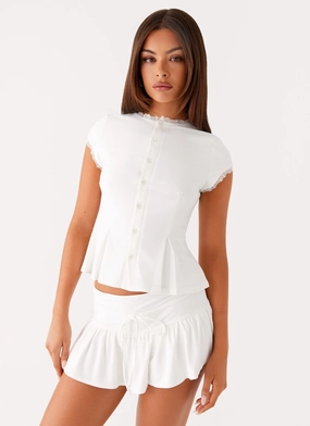 TaglessLabel VNeck Style Landon Button Up Top - White