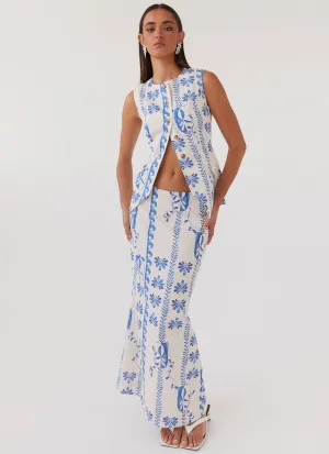 Born For Bordeaux Linen Midi Skirt - Floral Wave Reflective Safety Details Born For Bordeaux Linen Midi Skirt - Floral Wave Smart Style