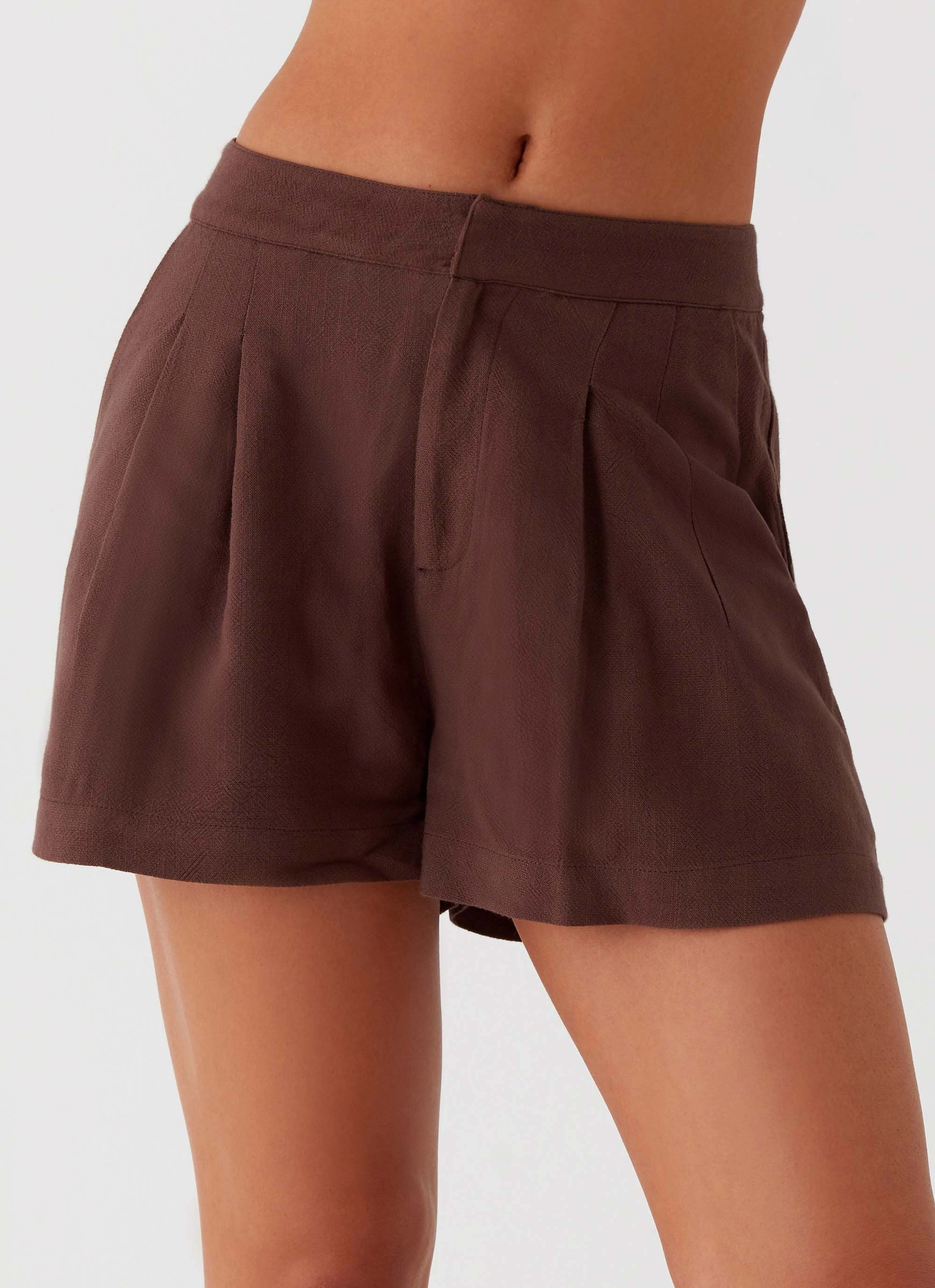 Born For Bordeaux Linen Shorts - Brown Athletic Comfort