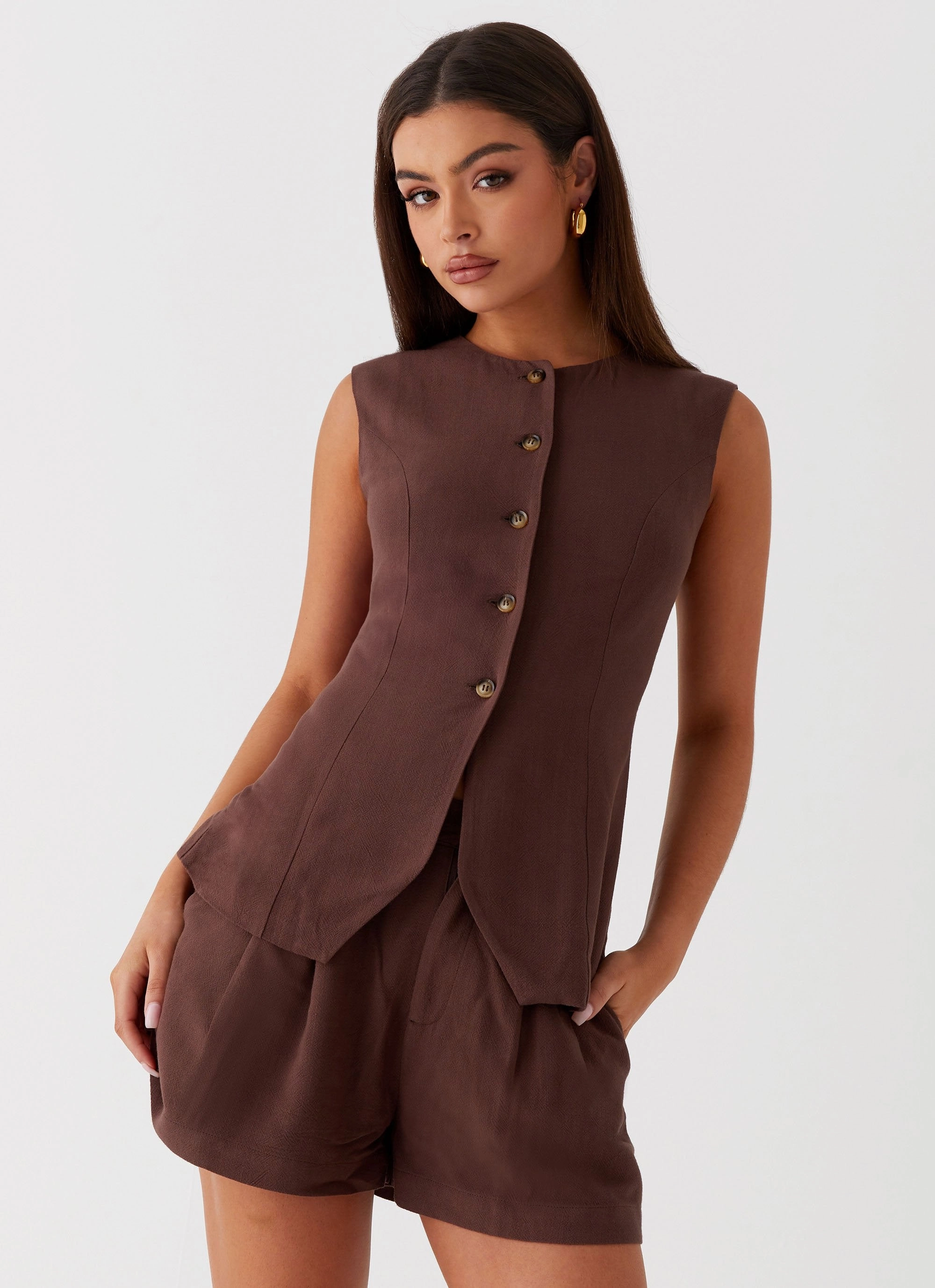 All Season Born For Bordeaux Linen Shorts - Brown