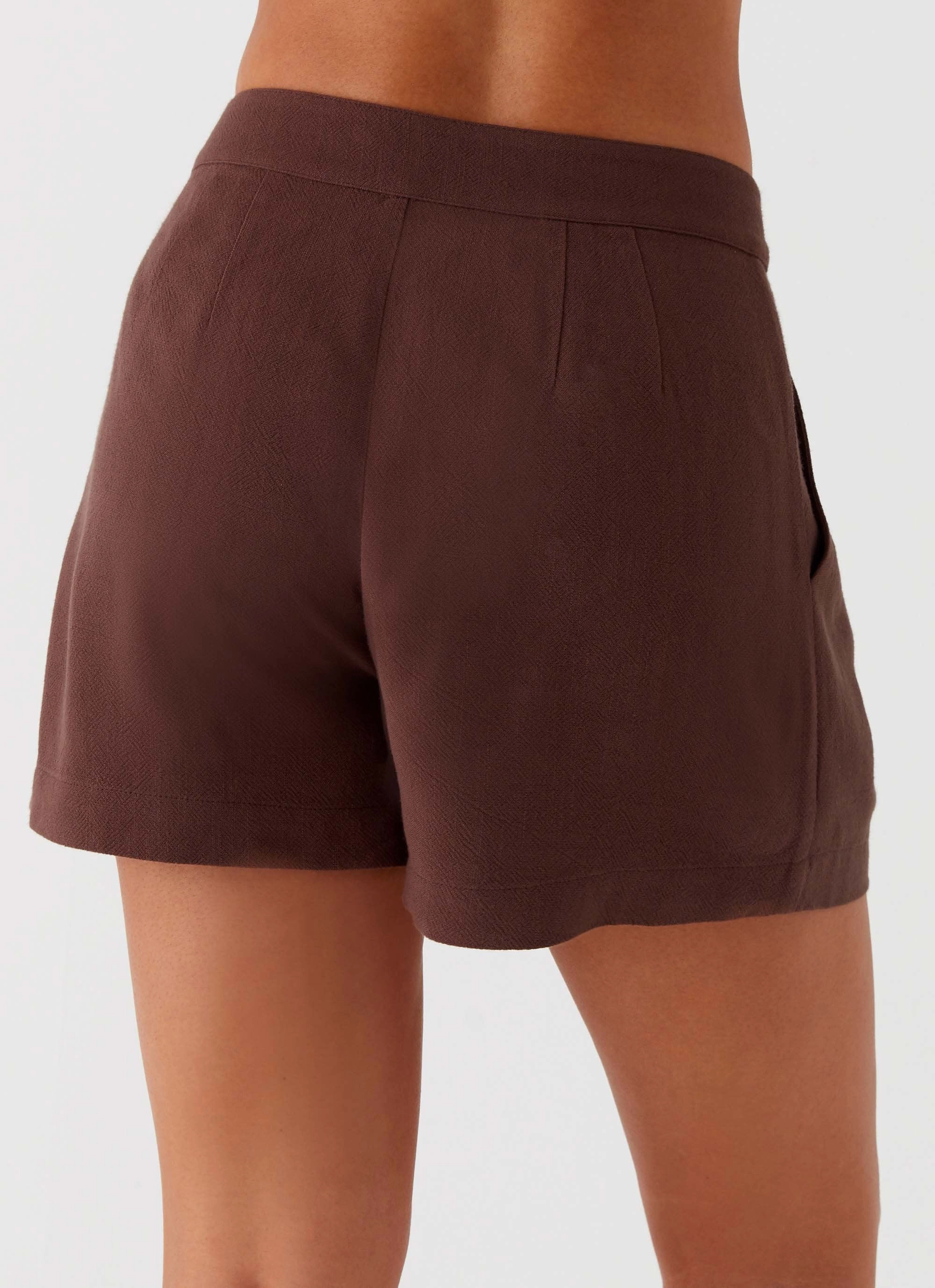 Born For Bordeaux Linen Shorts - Brown Cozy and Relaxed
