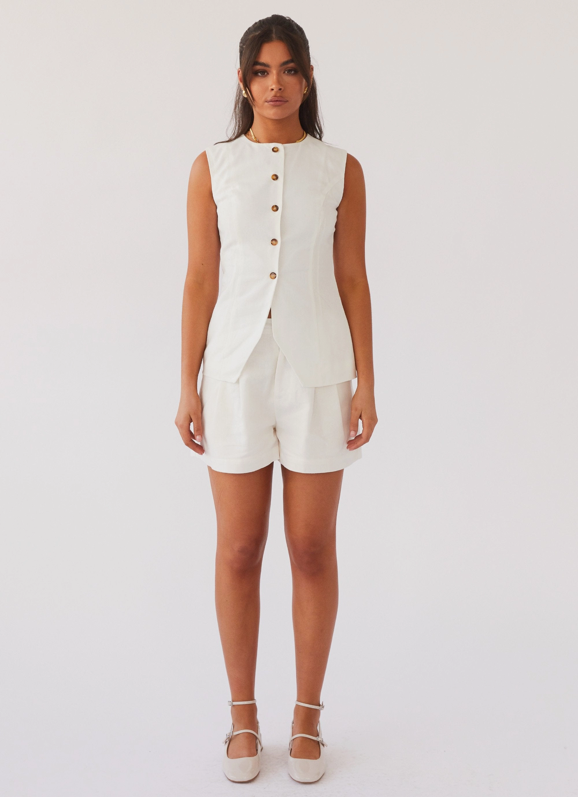 Born For Bordeaux Linen Vest - White AntiStaticFabric