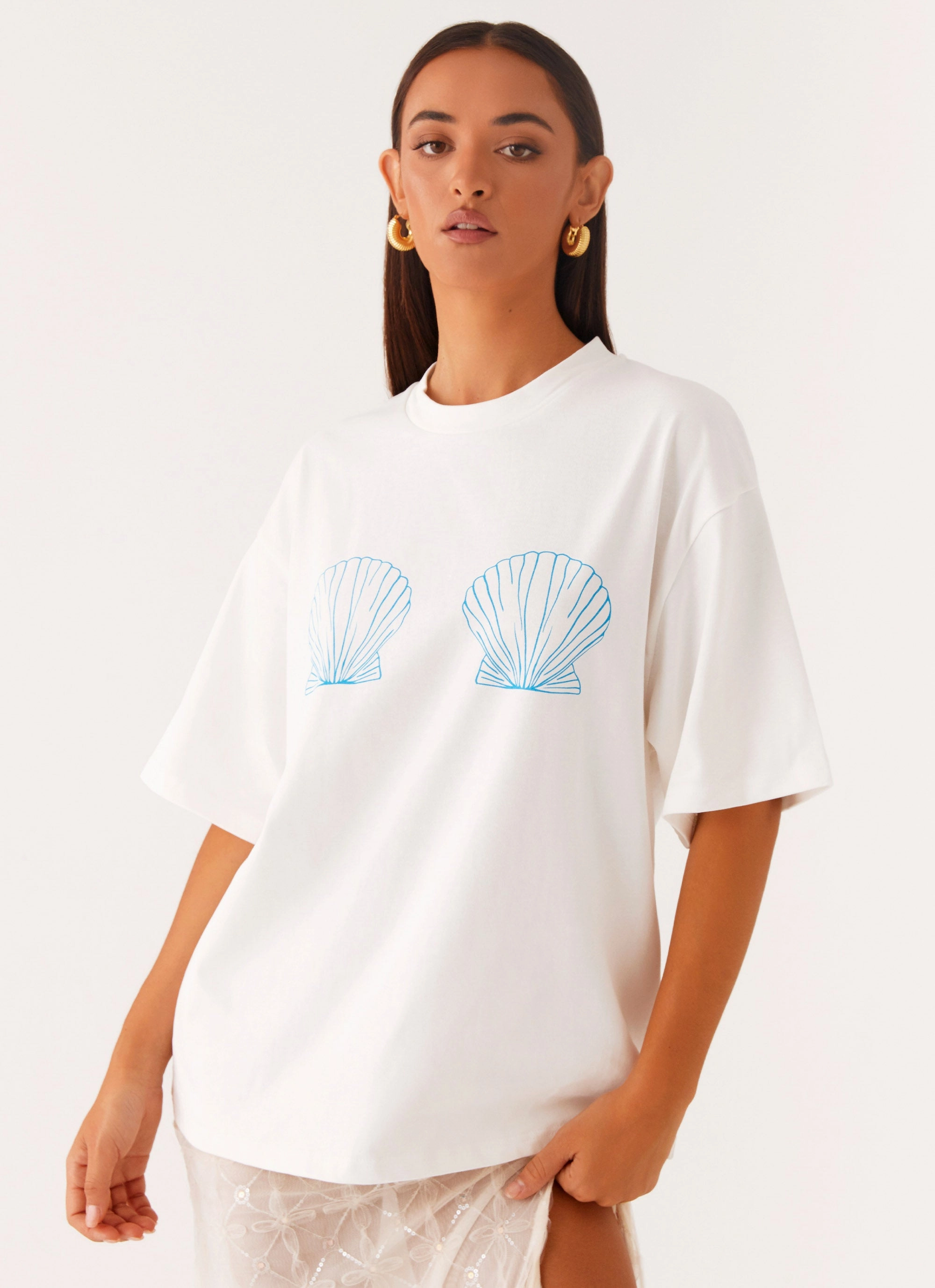 ContrastTipping Born To Have Fun Oversized Graphic Tee - Blue Shell