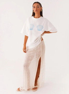 Born To Have Fun Oversized Graphic Tee - Blue Shell Ultrasonic Welded Edges HypoallergenicFibers WaterResistant Born To Have Fun Oversized Graphic Tee - Blue Shell