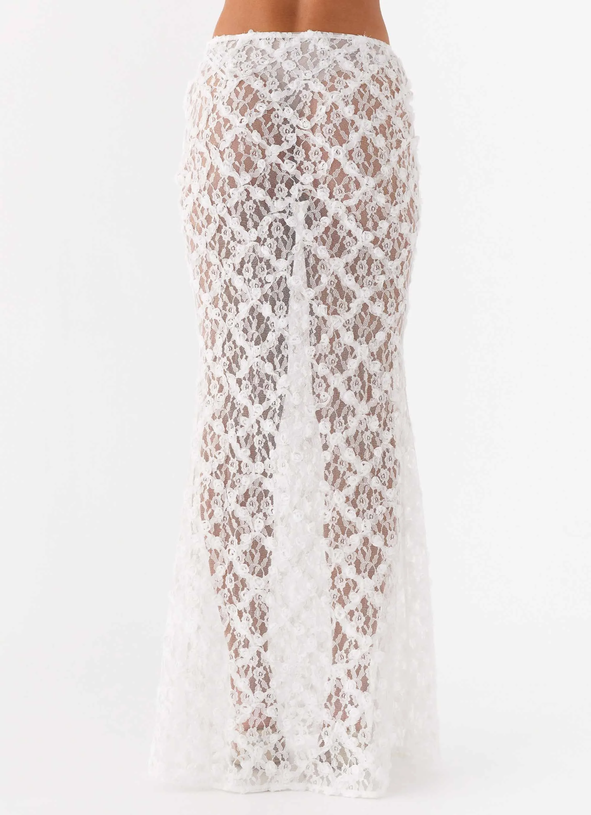 Botanical Dream Maxi Skirt - White Day-to-Day Wear Elasticized Cuffs