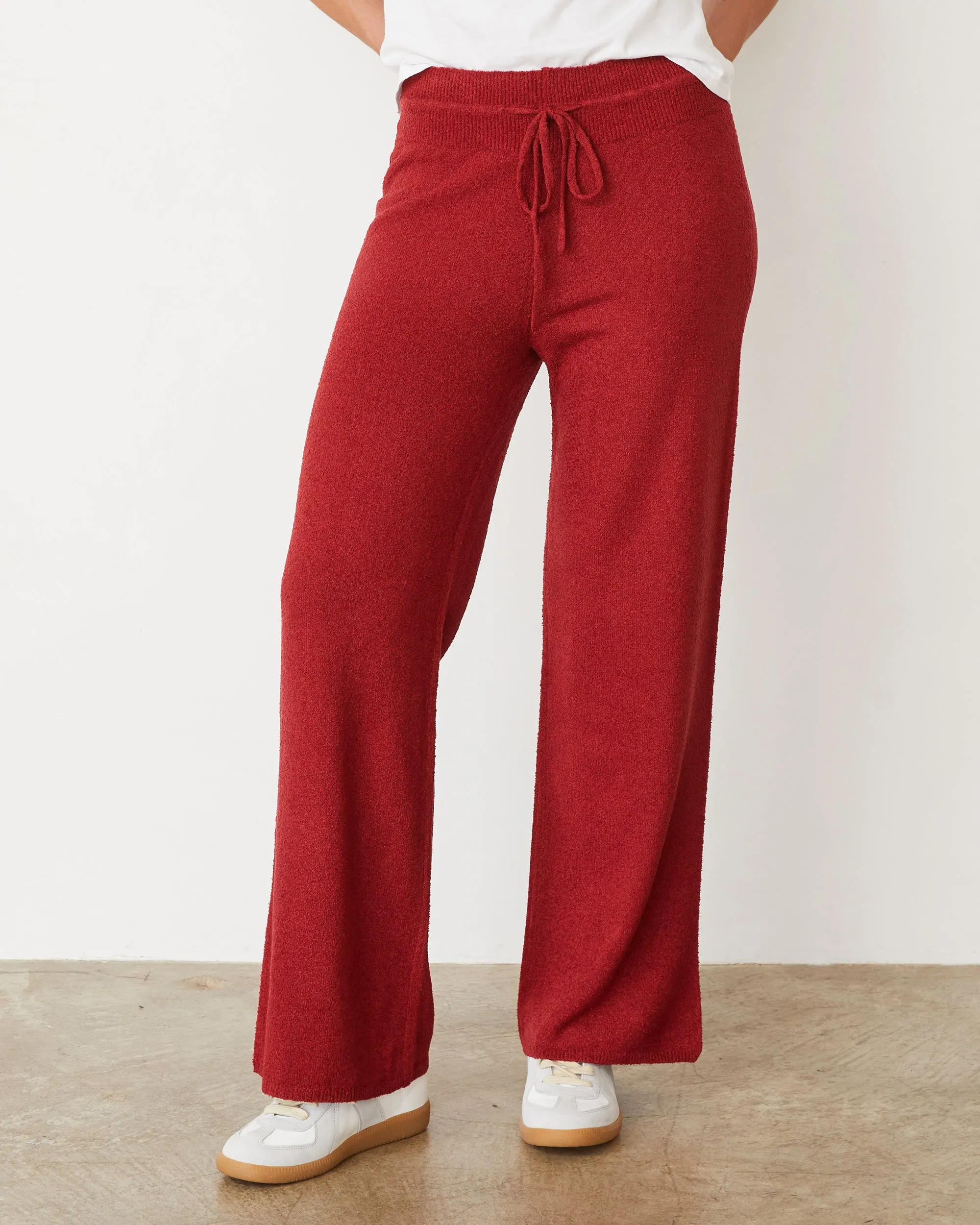Rayon drape Boucle Knit Crop Straight Leg Pant