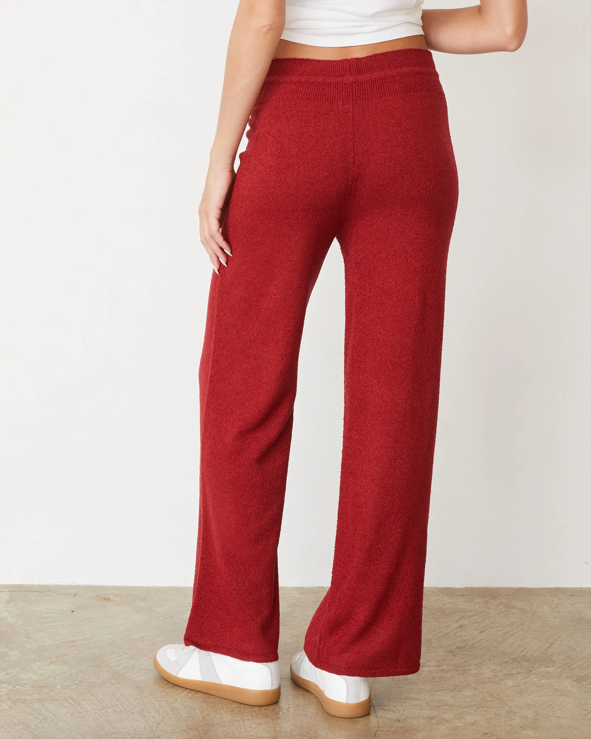 Printed design Boucle Knit Crop Straight Leg Pant